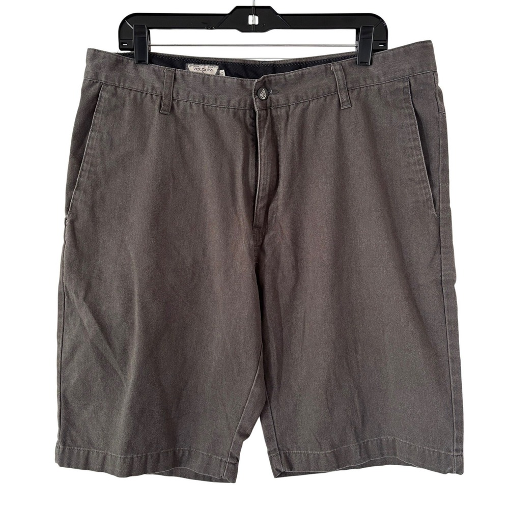 Volcom Corpo Class Mens Chino Shorts Gray Cotton Blend Size 36 Walk Shorts